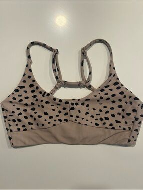 Beach Riot Beige and Black Animal Print Sports Bralette